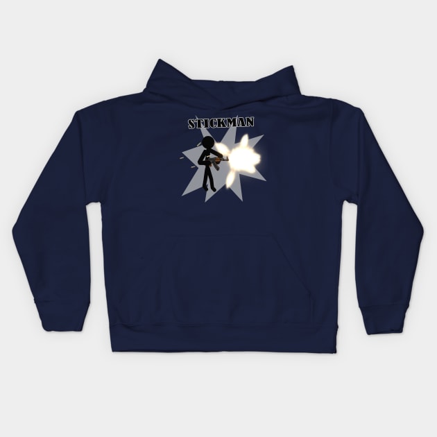 Stickman Gun Shooter Kids Hoodie by Stickman3D